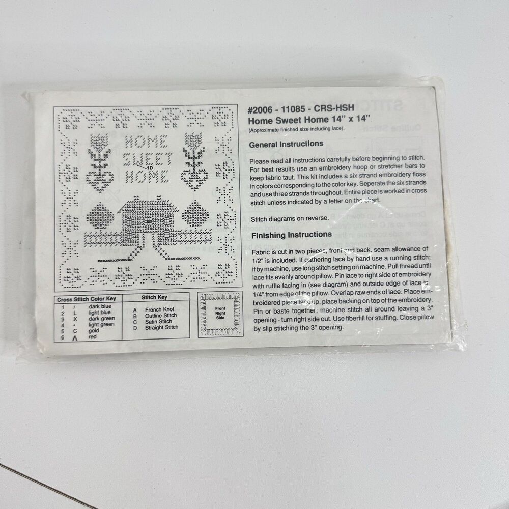 Herrschners Cross Stitch Kit Home Sweet Home NOS Sealed Package 14x14 Done